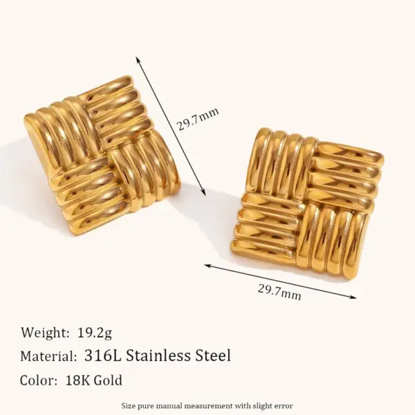 PVD Coated Real Gold Plated Solid Color 304 Stainless Steel Classic Style Waterproof Non Tarnish Ear Studs