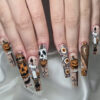 Wholesale Pumpkin long T false nail matte Halloween ghost candle wear nail tips