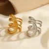 Wholesale Ion Plating (IP) 18K Gold Plated Geometric 304 Stainless Steel IG Style Simple Style Waterproof Non Tarnish Open Rings