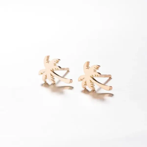 PVD Coated 18K Gold Real Gold Plated Coconut Tree 304 Stainless Steel Simple Style Waterproof Non Tarnish Ear Studs