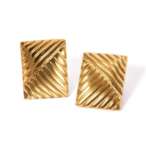 1 Pair Retro Simple Style Commute Geometric Solid Color 304 Stainless Steel 18K Gold Plated Ear Studs