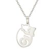 Wholesale Personality Cute Trendy Fashion Kitten Pendant Necklace 304 Stainless Steel Cartoon Cute Necklace