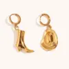 Wholesale PVD Coated Real Gold Plated Solid Color Stainless Steel Simple Style Waterproof Non Tarnish Earrings