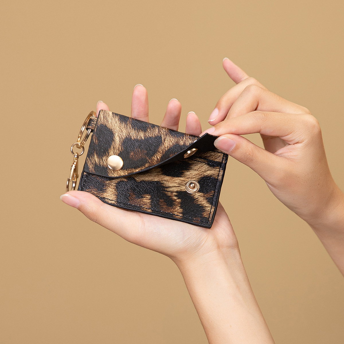 Wholesale Leopard PU Leather Keychain Pendant Women's Coin Purse Card Holder