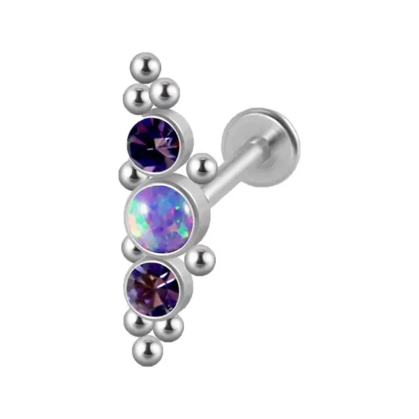 Wholesale 1 Piece Ear Cartilage Rings & Studs Simple Style Round 304 Stainless Steel Copper Zircon Inlay Resin Zircon