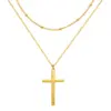 Wholesale 304 Stainless Steel Casual Simple Style Cross Double Layer Necklaces Pendant Necklace
