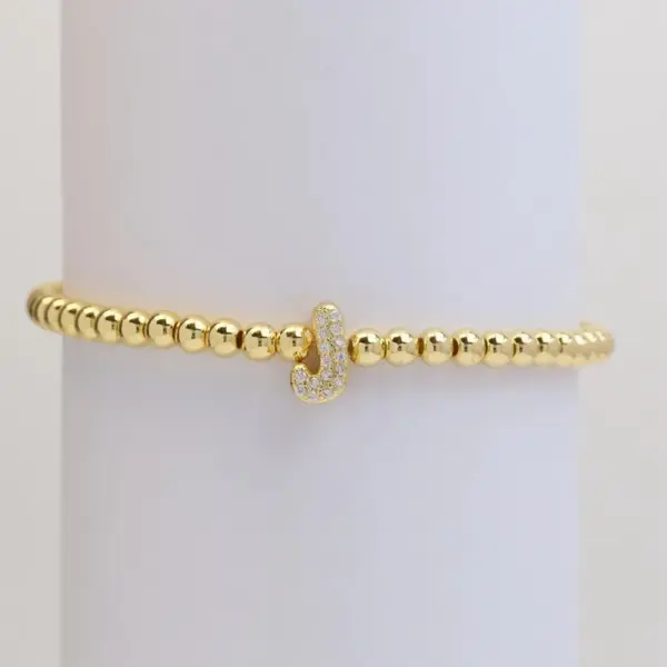 Wholesale New DIY Design Niche Temperament Inlaid Zirconium 26 English Letter Accessories Copper Bead Beaded Bracelet Ornament