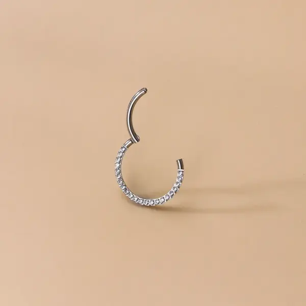 1 Piece Nose Rings & Studs Fashion Round Pure Titanium Inlay Zircon Nose Pin