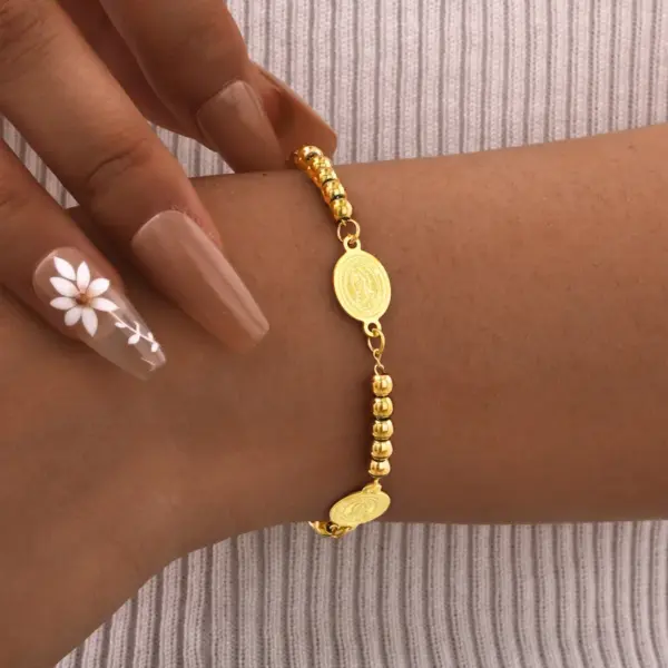 Wholesale PVD Coated Real Gold Plated 18K Gold Rose Gold Plated Geometric 201 Stainless Steel Casual Waterproof Non Tarnish 201 Stainless Steel Bracelets