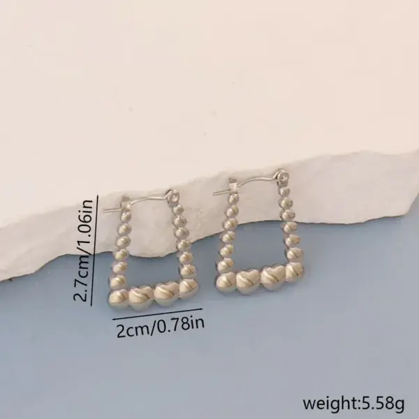 Wholesale 1 Pair Simple Style Round Square Heart Shape 304 Stainless Steel Earrings