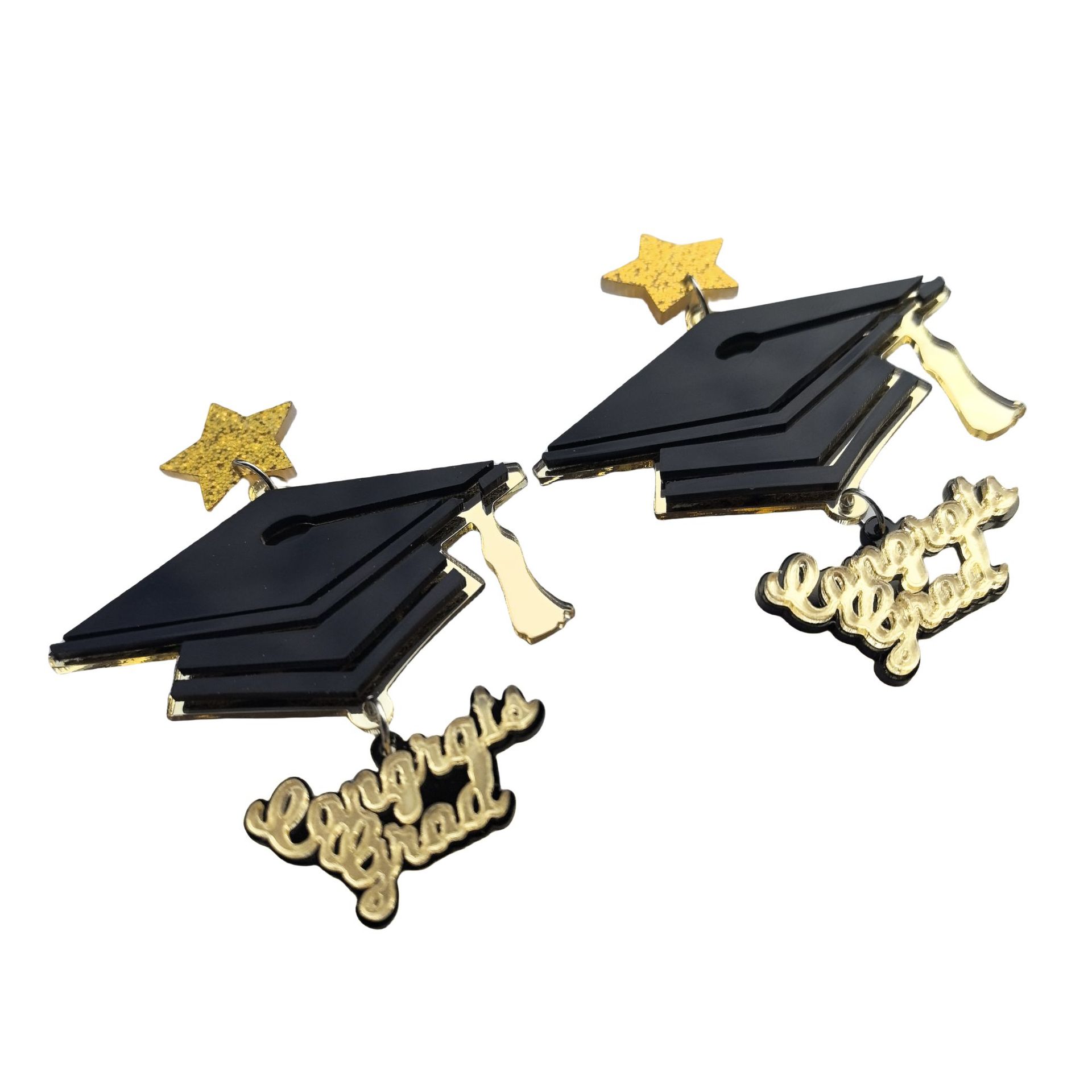 Wholesale Cross-border New Graduation Season Doctor Hat Graduation Master Hat Earrings congrala grad English Letter Earrings