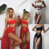 Wholesale 2021 Swimsuit New Sexy Backless Bikini Three-Piece Set European and American Lace-Up Bikini Ready-Made Split