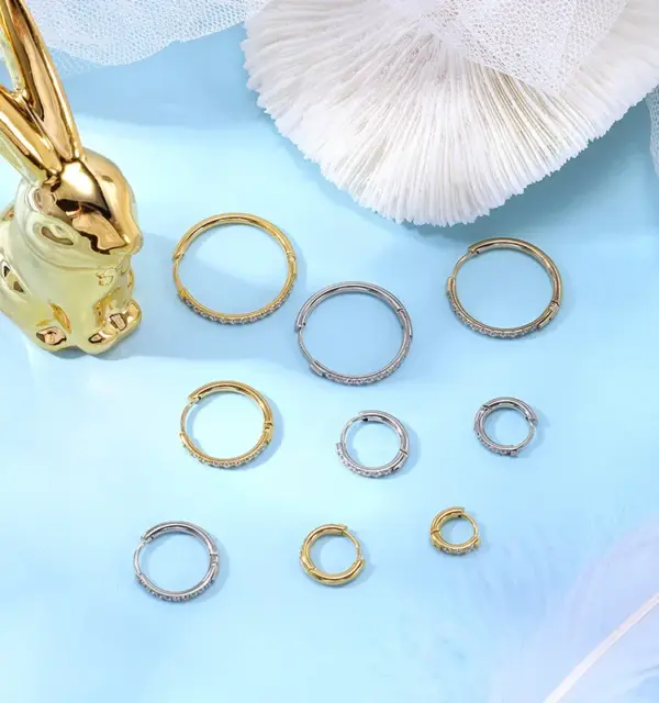 Wholesale Simple Style Geometric Stainless Steel Rhinestones Hoop Earrings 1 Pair