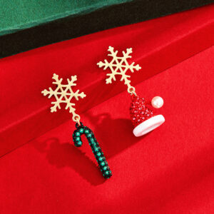 Silver needle: Christmas snowflake earrings + crutches + hat earrings