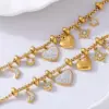PVD Coated Real Gold Plated 18K Gold Heart Shape 304 Stainless Steel Elegant Waterproof Non Tarnish 304 Stainless Steel Bracelets