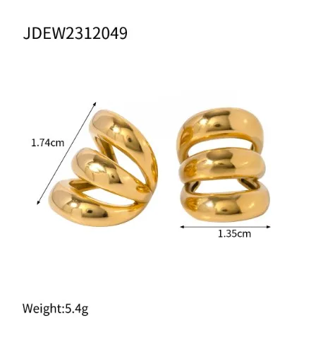 Wholesale PVD Coated Real Gold Plated 18K Gold Solid Color 304 Stainless Steel IG Style Waterproof Non Tarnish 304 Stainless Steel Ear Cuffs