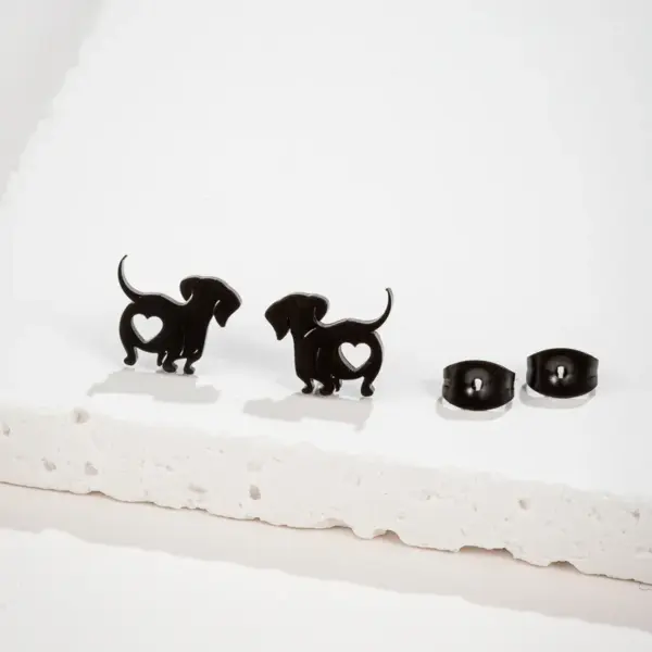 PVD Coated 18K Gold Real Gold Plated Dog 304 Stainless Steel Simple Style Waterproof Non Tarnish Ear Studs