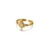 Wholesale 304 Stainless Steel Geometric PVD Coated Zircon 18K Real Gold Plated Real Gold Plated IG Style Elegant Waterproof Non Tarnish Open Rings