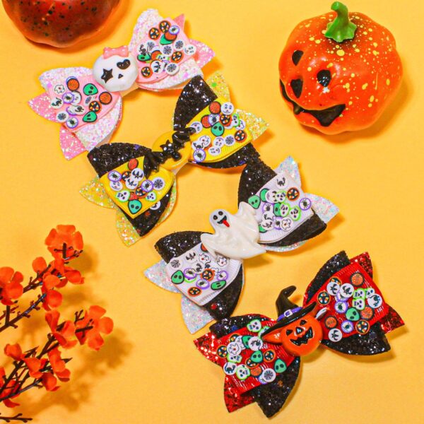 Wholesale Halloween pumpkin ghost bat skull candy needle bow children's hair clip