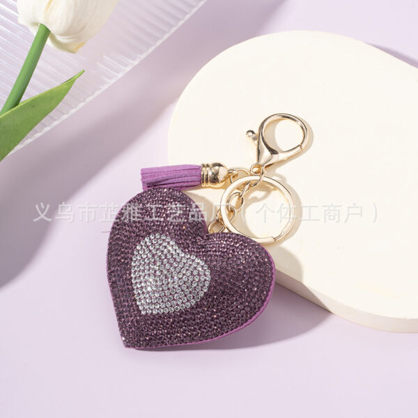 Wholesale Cross-border new diamond two-color love heart keychain pendant accessories hot drill car key chain creative key chain