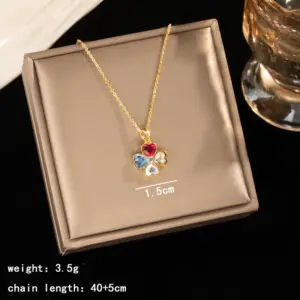 4-leaf Clover Composed of Golden and Colorful Hearts