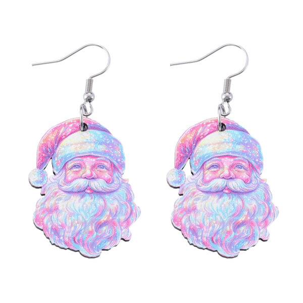 oly-882d18366f038bc0bcd69036488332d4 Wholesale Christmas Y2K Colorful Pendant Earrings Wooden Double-sided Christmas Earrings Gift