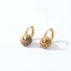 Wholesale PVD Coated K Gold Plated Round 304 Stainless Steel Natural Stone Retro Simple Style Waterproof Non Tarnish Hoop Earrings