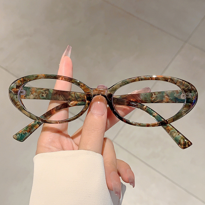 Wholesale New Style Distinctive Oval Korean Style Fresh College Style Anti-blue Glasses Simple All-match Plain No-wer Flat Glasses