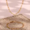 Wholesale PVD Coated Real Gold Plated 18K Gold Solid Color 304 Stainless Steel Elegant Retro Waterproof Non Tarnish 304 Stainless Steel Bracelets Necklace
