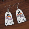 Wholesale Cross-Border Halloween Book Ghost Earrings Wooden Gothic Style Double-Sided Earrings Halloween Book Enthusiasts Gift