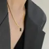 Wholesale Jewelry Simple Style Geometric 304 Stainless Steel Zircon 18K Gold Plated Plating Stainless Steel Necklaces