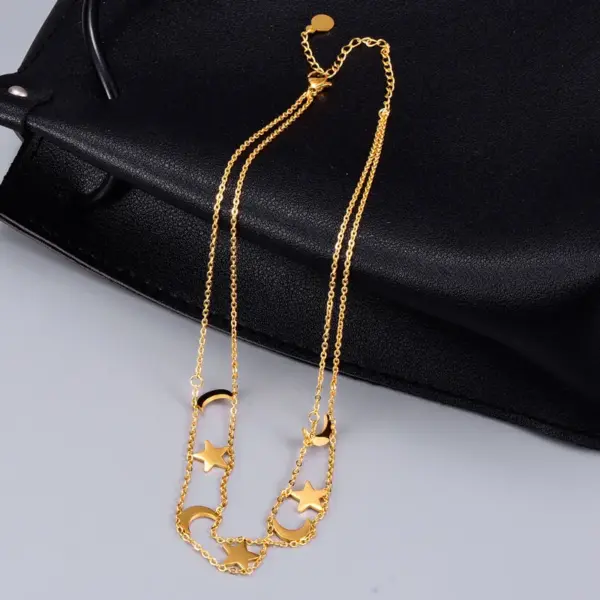 Wholesale Jewelry Heart 304 Stainless Steel Titanium Steel 18K Gold Plated Inlaid Shell Inlaid Gold Necklace