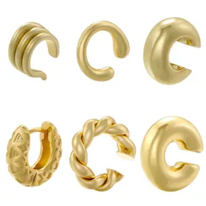 Wholesale 1 Pair Retro Simple Style C Shape Plating Copper 18k Gold Plated Earrings