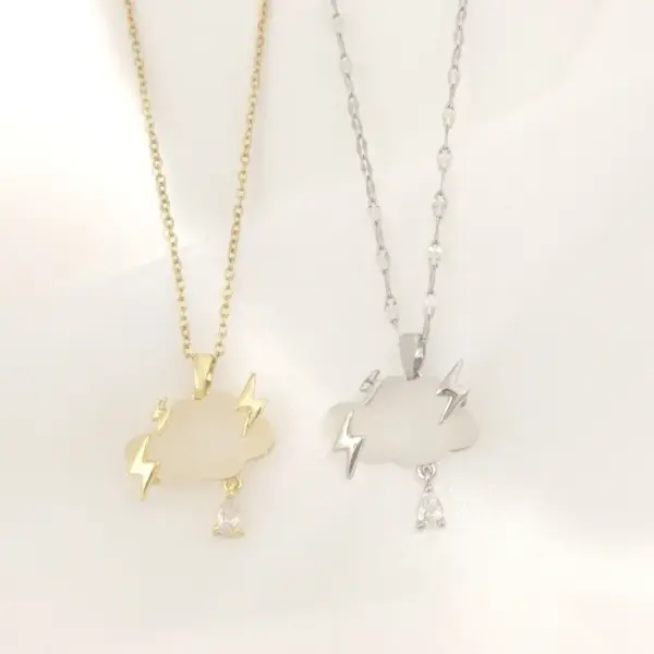 Wholesale 201 Stainless Steel Gold Plated Silver Plated Inlay Clouds Resin Zircon Pendant Necklace