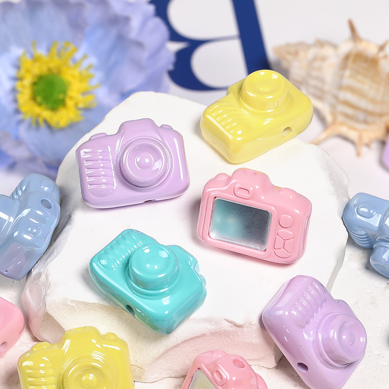Wholesale Acrylic cream colored camera bead