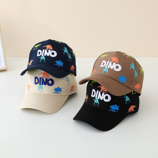 Wholesale Dinosaur graffiti peaked cap Korean style boys and girls three-dimensional embroidery DINO baseball cap Spring and Autumn new cartoon baseball cap