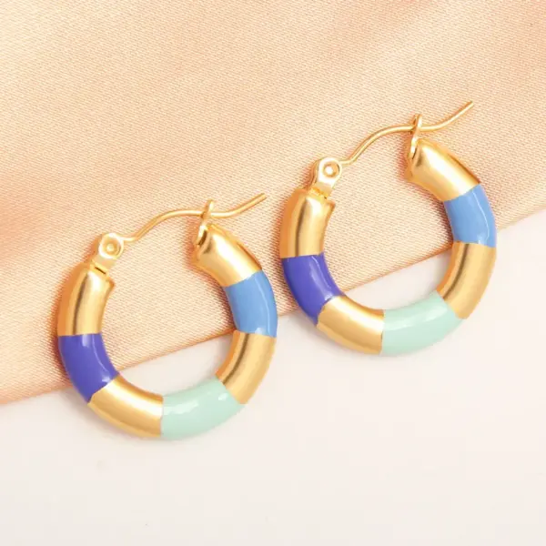 1 Pair IG Style Simple Style Round Plating 304 Stainless Steel Gold Plated Earrings