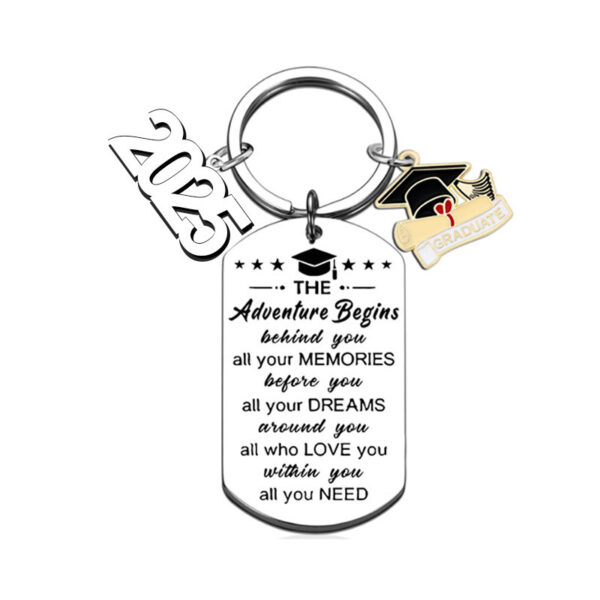 Wholesale Light Luxury Stainless Steel Keychain University Middle School Bag Pendant Inspirational DIY Keychain Student Gift Graduation Season