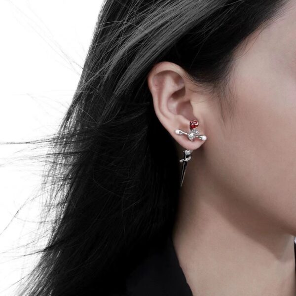 Wholesale Cross-border cross rose earrings thorn winding earrings piercing flower pearl earrings small sweet cool wind earrings