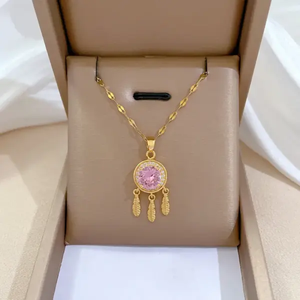 Wholesale Simple Style Commute Geometric Titanium Steel Gold Plated Artificial Gemstones Earrings Necklace