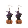 Wholesale Halloween Horror Pumpkin Creative Splicing Wooden Earrings
