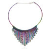 oly-88521afbf4522437153aa6f702ff97a9 Wholesale New European and American long tassel metal collar clavicle chain fan-shaped colorful short necklace trend punk style