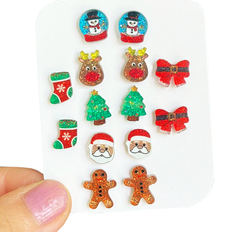 Wholesale Christmas tree bow gingerbread sparkly earrings