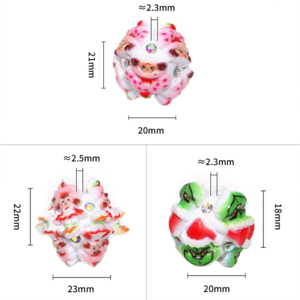 Wholesale Christmas resin clay loose beads, heavy-duty through-hole beads, DIY holiday beaded pen accessories