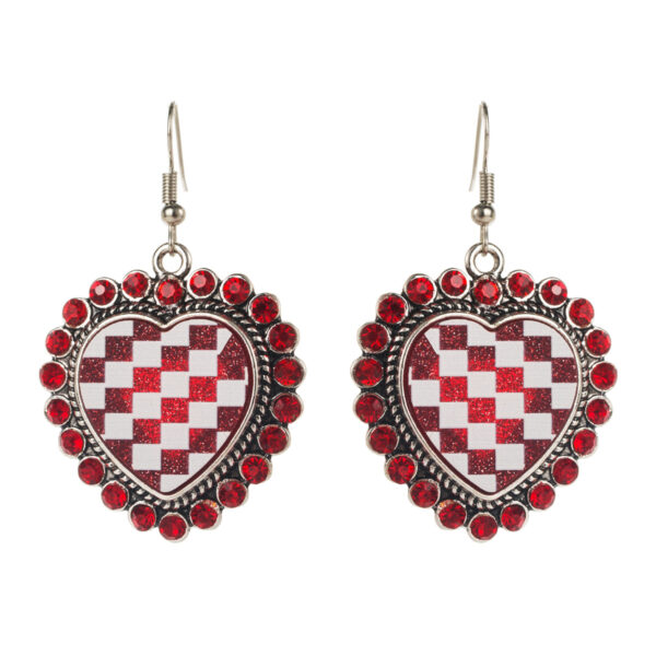 oly-8856dd92aac4eef9e62e4c192a11986e Wholesale Rhinestone-encrusted checkered heart earrings, extravagant niche earrings