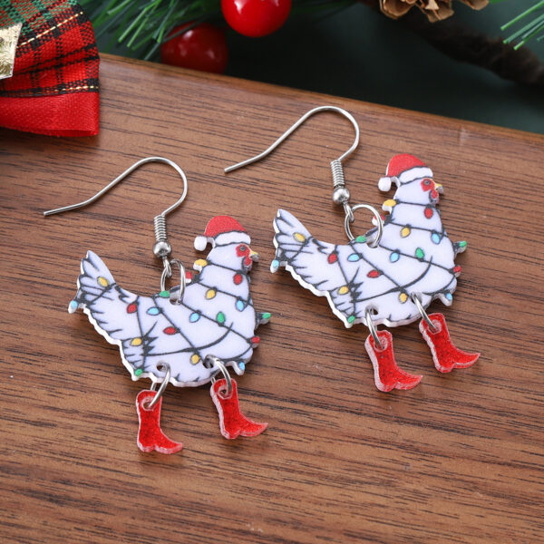 Wholesale Christmas Lights Hen Patchwork Acrylic Earrings