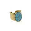 Wholesale Jewelry Simple Style Geometric 304 Stainless Steel Natural Stone 18K Gold Plated Hollow Out Open Ring