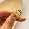 Wholesale PVD Coated Real Gold Plated Crab 304 Stainless Steel Vacation Marine Style Waterproof Non Tarnish Open Rings