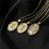 Wholesale Copper Micro-inlaid Zircon Religious Jewelry Golden Necklace Maria Pendant