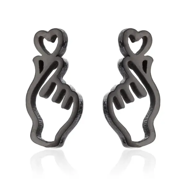 Wholesale PVD Coated 18K Gold Real Gold Plated Gesture Heart Shape 201 Stainless Steel Sweet Waterproof Non Tarnish Ear Studs